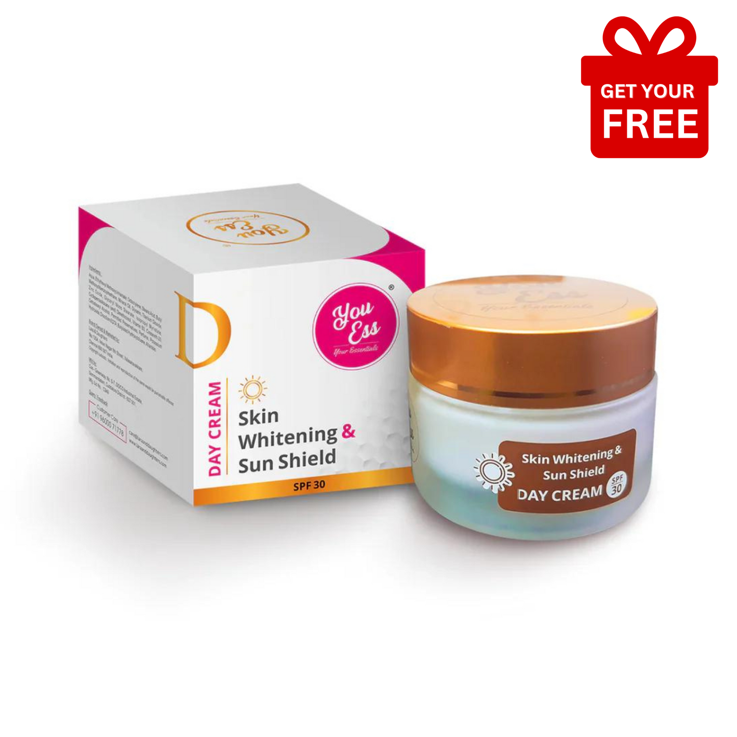 Skin Whitening Day Cream 50gm - You Ess + Greens Scrub 60 ml Free