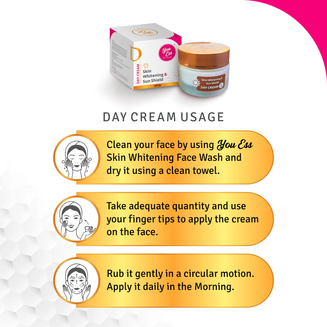 Skin Whitening Day Cream 50gm - You Ess + Greens Scrub 60 ml Free